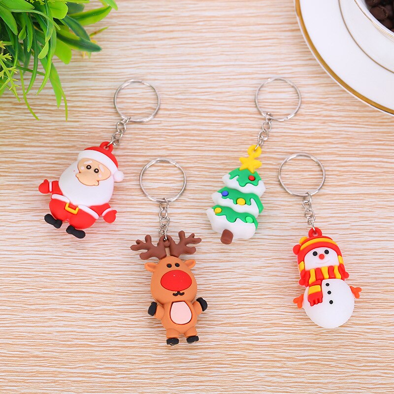 Creative Christmas Soft Keychain Pendant Xmas Tree Decoration Elderly Snowman Epoxy Doll Merry Christmas Decor For Home 2021