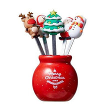 Load image into Gallery viewer, 5Pcs Christmas Fruit Mini Forks Christmas Party Table Decorations Cartoon Children Snack Cake Dessert Fruit Bento Lunches Forks