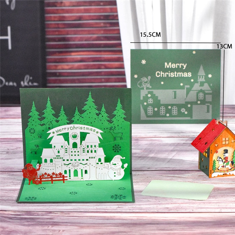 Merry Pop Up Christmas Cards for 3D Holiday Xmas New Year Greeting Cardfor Kids Wife Women Husband Gift