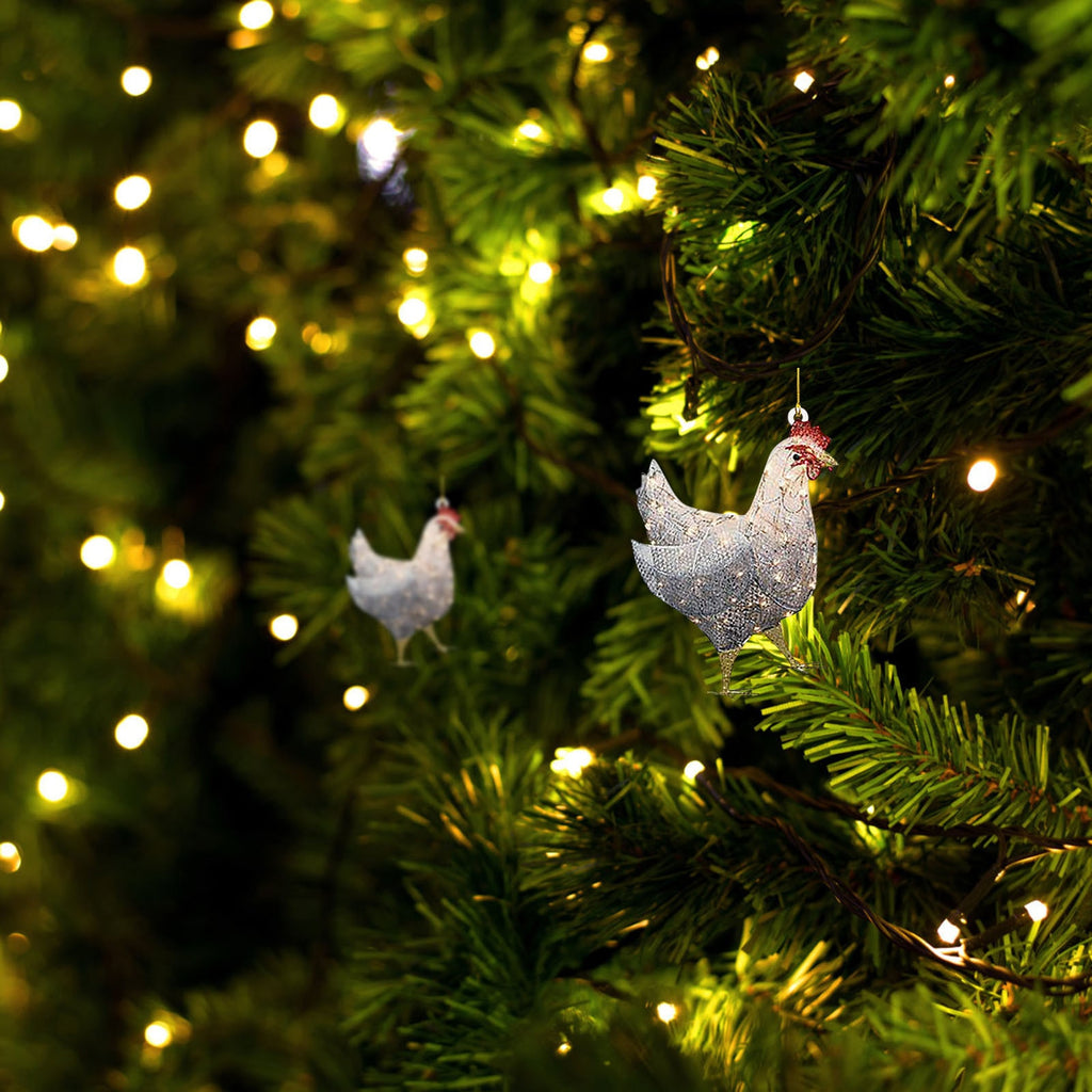 Christmas Chicken Ornament Lovely Mini Scarf Chicken Xmas Tree Pendant Creative Theme Party Decorative Props PR Sale