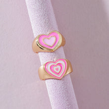 Load image into Gallery viewer, 2022 New Korean Trendy Vintage Double Layer Dripping Oil Enamel Color Contrast Heart Metal Rings for Women Couple Jewelry HZ