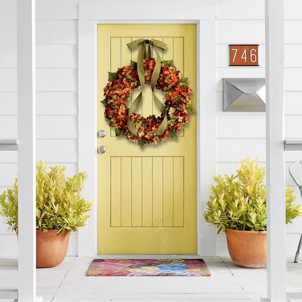 Christmas Gift 30/40CM Thanksgiving Autumn Wreath Silk Cloth Hydrangea Design for Fireplaces Windows Walls Doors Home Garden Decor Accessories