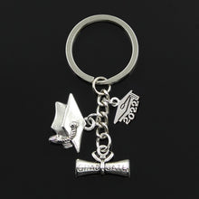 Load image into Gallery viewer, Skhek Graduation Gift  Fashion 30mm Key Chain Keychain Jewelry Silver Color Graduate Diploma Graduation Cap 2022 2022 2023 Pendants For Gift Craft