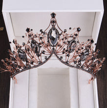 Load image into Gallery viewer, Baroque Black Crystal Pearl Bridal Tiaras Crown Rhinestone Pageant Diadem Bride Headband Wedding Hair Accessories Tiara De Noiva