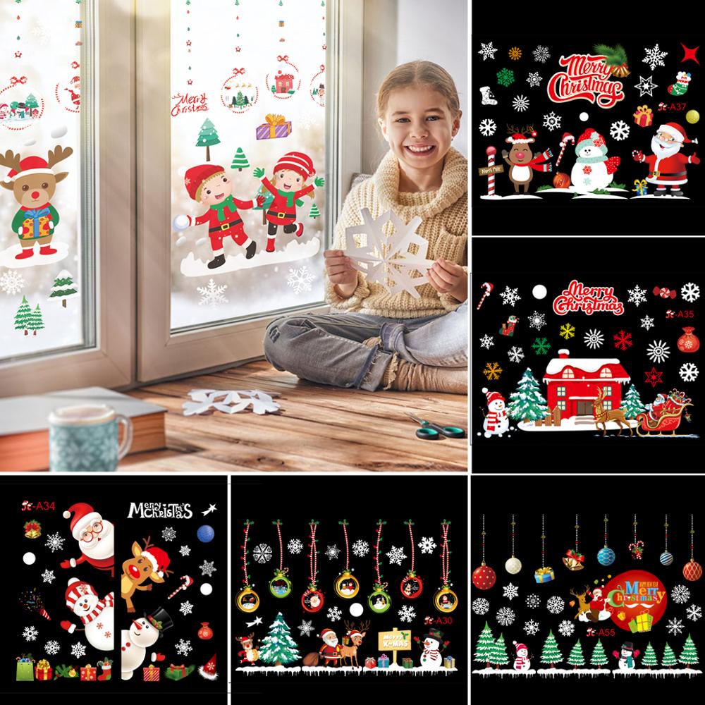 Christmas Gift Santa Claus Christmas Windows Sticker Merry Christmas Decorations For Home 2021 Cristmas Windows Decor Xmas Navidad Noel Gifts