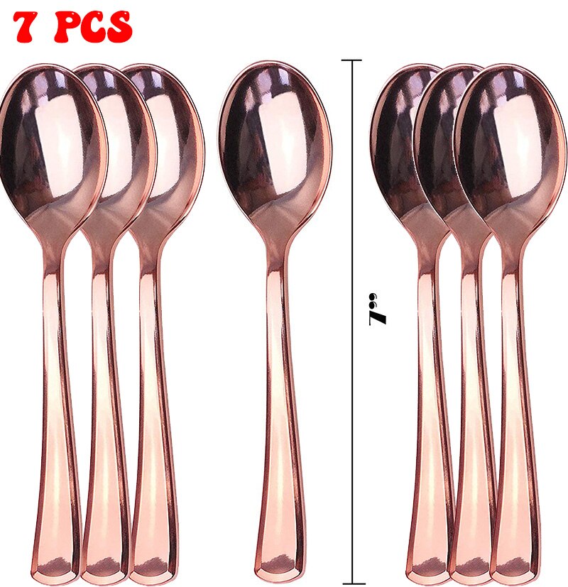 Rose Gold Party Tableware Kit Table Cloth Knife Fork Spoon Paper Cup Plates Straws Baby Shower Wedding Birthday Party Decor
