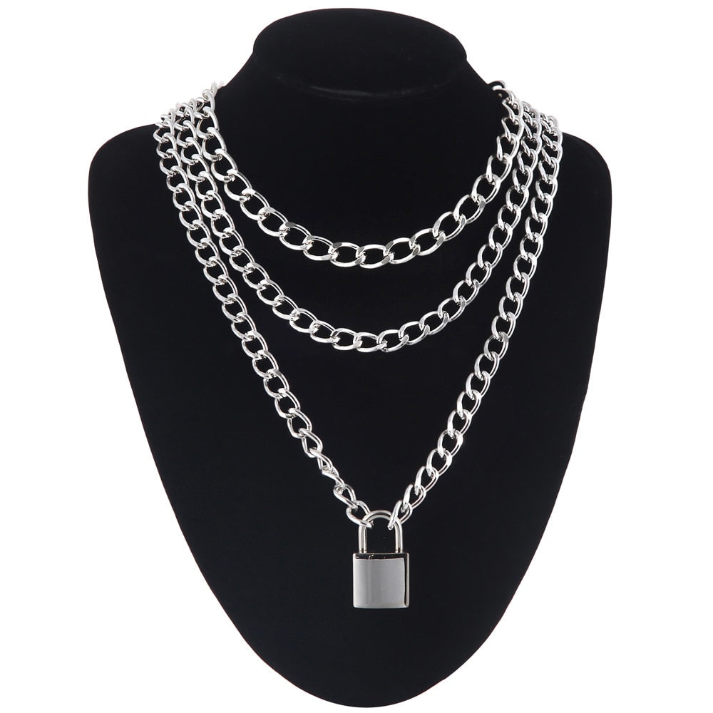 Lock Chain Necklace With A Padlock Pendants For Women Men Punk Jewelry On The Neck 2021 Grunge Aesthetic Egirl Eboy Accessories