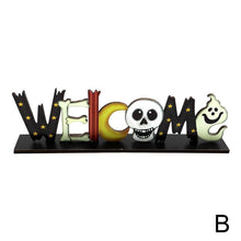 Load image into Gallery viewer, SKHEK Halloween Letters Wooden Table Decoration Cartoon Pumpkin Cat Boots Sign Backdrop Rustic Farmhouse Holiday Party Tier Tray