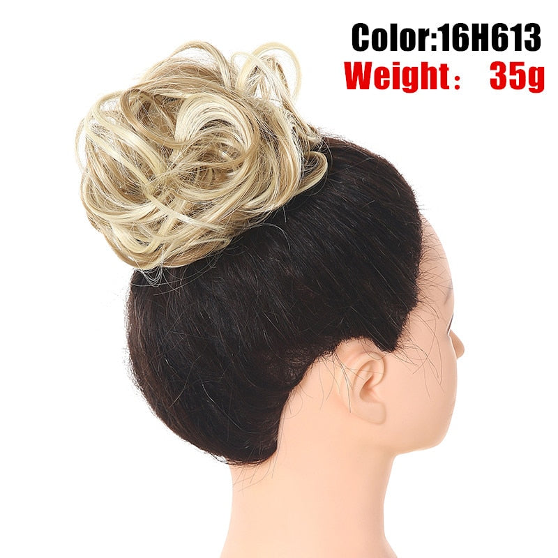 Messy Hair Bun Scrunchies Scrunchy Band Elastic Hairpiece Tie Ring Bows Synthetic Fake Chignon Tail Bridal Curly For Women