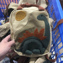 Load image into Gallery viewer, Skhek Back to school supplies New Embroidery Sun Long Neck Small Dinosaur Backpack Hook Hair Embroidered Cartoon Canvas Kindergarten Children Backpack