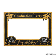 Load image into Gallery viewer, Skhek 1Pcs Black Gold Graduation Frame Graduation Party Booth Props Graduation Photo Decor DIY Photo Props Graduation Party Supplies
