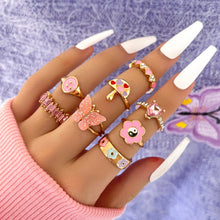 Load image into Gallery viewer, Skhek  Cute Tai Chi Rings Set for Women Punk Gothic Aesthetic Crystal 2022 Trend Butterfly Y2k Anillos Korean Fashion Jewelry