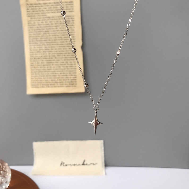 Christmas Gift 925 Sterling Silver Exquisite Star Pendant Necklace Women Bohemian Classic Vintage Birthday Party Gift Jewelry