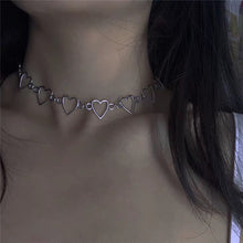Load image into Gallery viewer, SKHEK Kpop Vintage Harajuku Goth Metal Heart Neck Chains Choker Grunge Necklaces For Women Egirl Cosplay Aesthetic Accessories Jewelry
