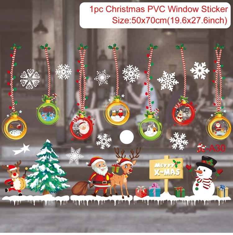 Christmas Gift Christmas Window Stickers Merry Christmas Decorations For Home Christmas Wall Sticker Kids Room Wall Decals New Year Stickers