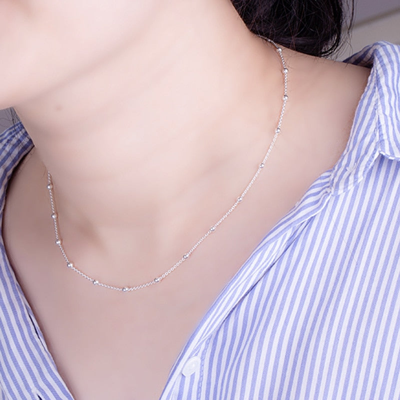 Sterling Alloy Fashion Jewelry Bohemia Bead Chain Necklace  Chokers Necklaces for Women Trendy Clavicle Chain Girl Gift