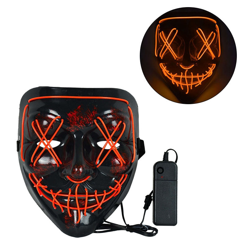 Skhek  Cosmask Halloween Neon Mask Led Mask Masque Masquerade  Party Masks Light Glow In The Dark Funny Masks Cosplay Costume Supplies