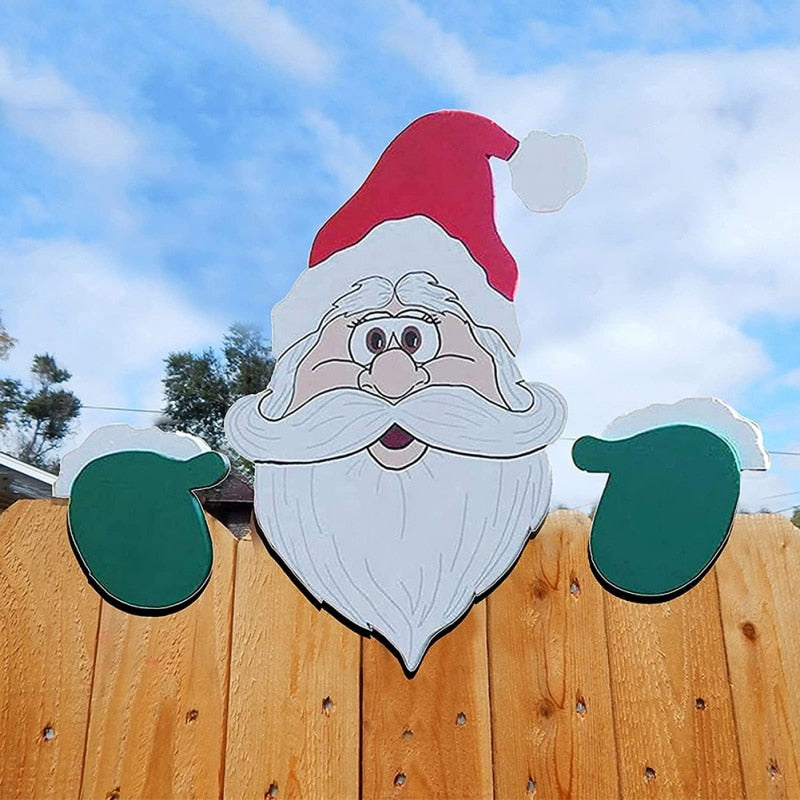 Christmas Ornament Santa Claus Reindeer-Santa Claus Fence Peeker Christmas Decor Outdoor Festivity To The Occasion New Year 2022