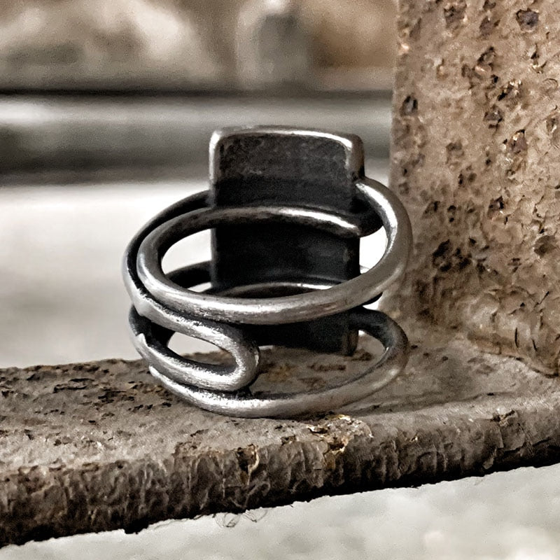 Skhek Geometric Stainless Steel Viking Simple Ring Geometry vintage Hammer retro punk Ring Male finger Love Jewelry for man GiftOSR526