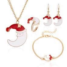 Load image into Gallery viewer, Christmas Gift Christmas Necklace Ring Earring Bracelet  Jewelry Four Set With Elk Moon Christmas Tree  For Women Girl Temperament Jewelry
