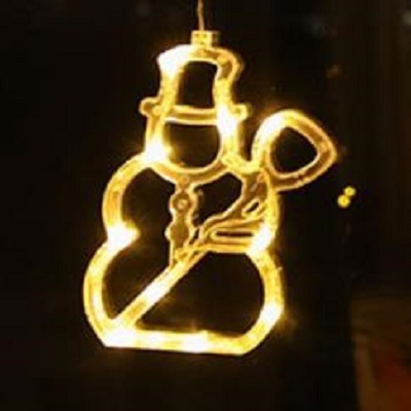 Christmas Lights Bell Snowman Star Lamp Holiday Window Decor LED Sucker Lights Battery Powered Xmas Garland for Home Decor Lamps