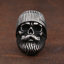 Load image into Gallery viewer, Skhek Gothic Hat Big Beard Skull Ring For Men Boys Punk Street Stainless Steel Men Biker Skull Rings Jewelry Gift Wholesale