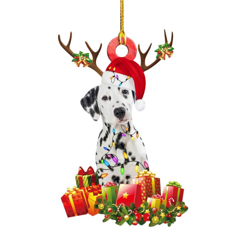 New Christmas Hanging Pendants Dog Wooden Ornament Xmas Tree Decoration Ornaments Happy New Year Gift Home Decorations Navidad