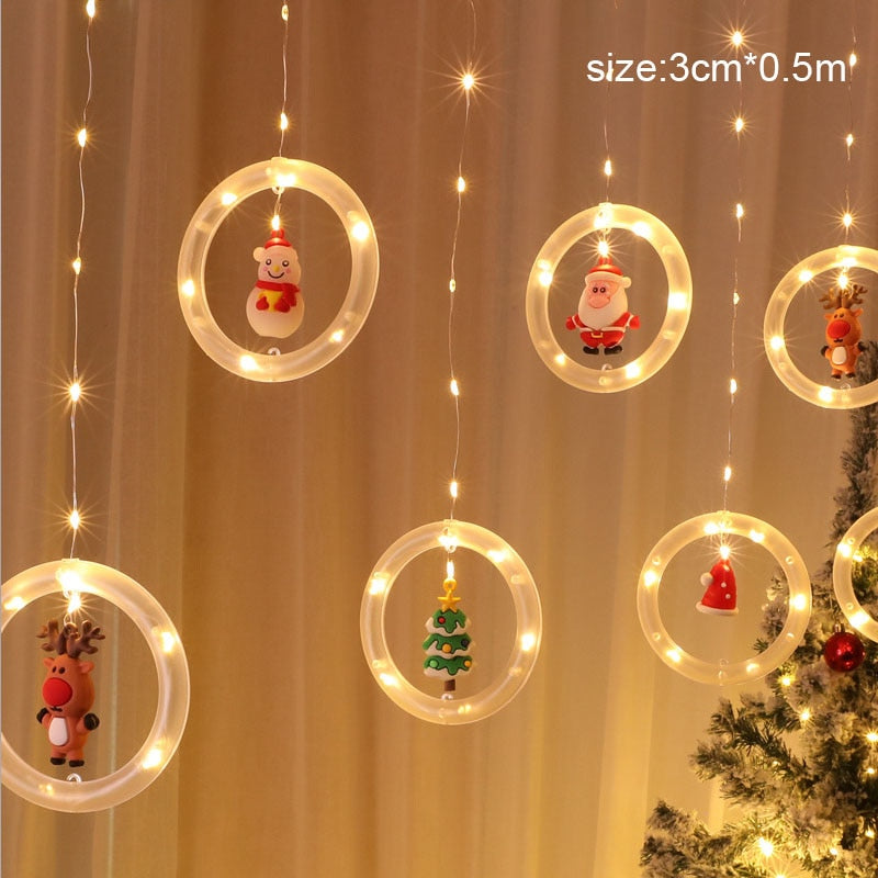Christmas Room Decoration  Window Stars LED Lights Wishing Ball Icicle String Lights Merry Christmas Decor For Home 2021 Xmas