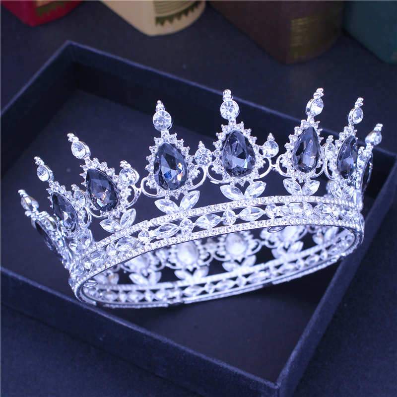 Crystal Queen King Tiaras and Crowns Bridal Diadem For Bride Women Headpiece Hair Ornaments Wedding Head Jewelry Accessories 1202