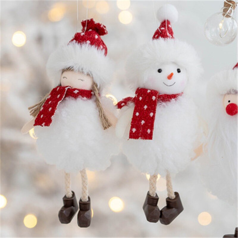 Christmas Gift Christmas Doll Plush Angel Girl Pendant Santa Claus Snowman Christmas Tree Decoration Room Ornaments Children Gifts For New Year