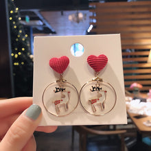 Load image into Gallery viewer, Christmas Gift Rinhoo Christmas Circle Round Heart Deer Elk Pendant Earrings Piercing Ear Hook Earring Jewelry for Women