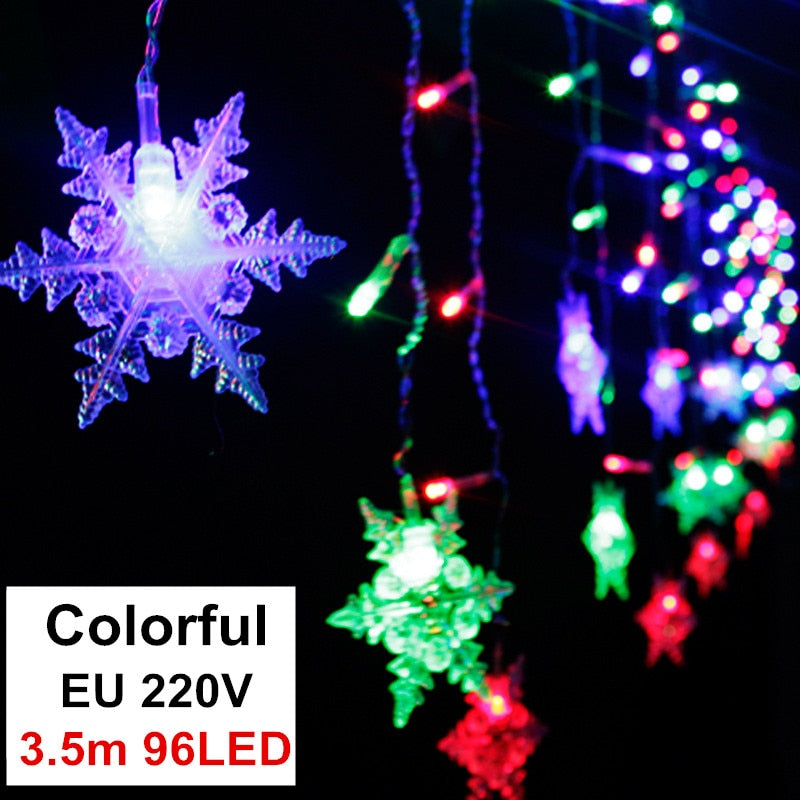 Skhek  Curtain LED Lights Merry Christmas Decorations For Home Snowflake Icicle Lights Natale Navidad Xmas Decoration New Year 2022