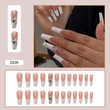 Load image into Gallery viewer, SKHEK 24Pcs Acrylic Nail Tips Ombre  Pearl Pink Fake Nail Super Long Stiletto Full Cover Color Glossy Acrylic Nail Kits Sets With Glue