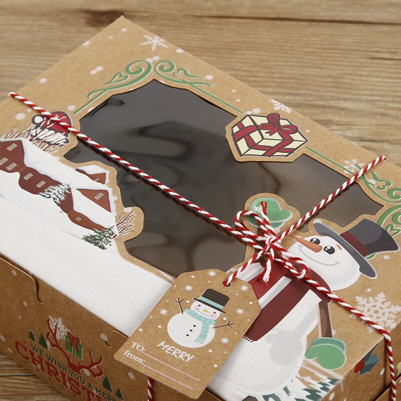 4Pcs Mix Paper Christmas Gift Boxes Candy Cake Cookies Packaging Present Snowman Santa Claus Card Christmas Decorations For Home