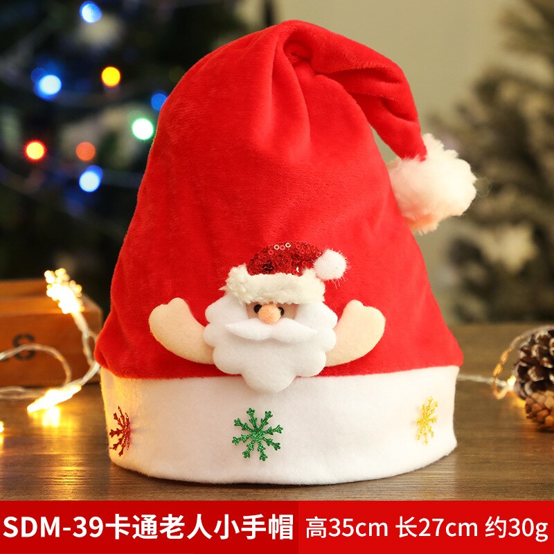 Christmas Hats Adult Children Cartoon Hat Antlers Old Man Snowman Deer Velvet Dress Up Holiday Gift Hat Christmas Decoration