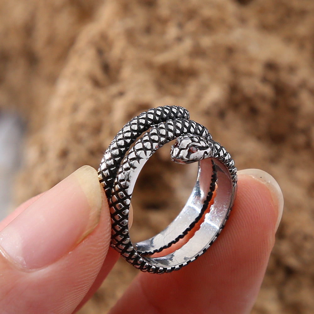 Skhek New Store Retro Stainless Steel Snake Ring For Men Women Cool Punk Gothic Ring Fashion Unisex Snake Ring Wholesale