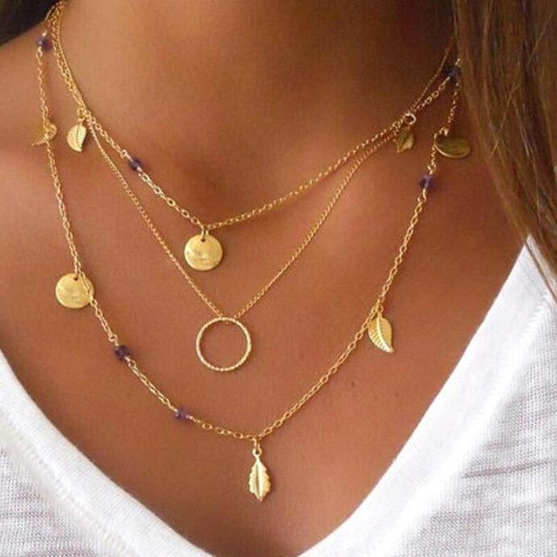 30 Styles Boho New Fashion Star Moon Multi-layer Alloy Necklace Female Charm Jewelry Tassel Necklace Set Mother Girlfriend Gift