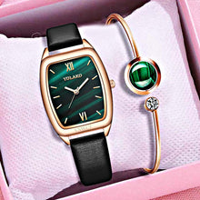 Load image into Gallery viewer, Christmas Gift European American Style Women Watch Female Multicolor barrel-Shaped Niche Ladies Watch Leather belt Small Green Watch Female