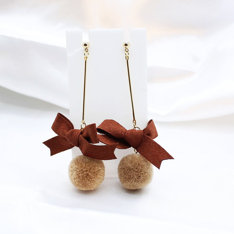 Christmas Gift Fashion Velvet Bow Drop Earrings For Women Temperament Pearl  Heart Red Black Earring Girls Party Christmas Jewelry Gifts