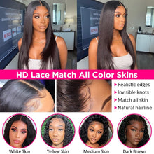 Load image into Gallery viewer, Skhek  HD Lace Human Hair Wigs For Women Bone Straight Brazilian Frontal Wigs Remy Hair Transparent Full Lace Front Wig 180%
