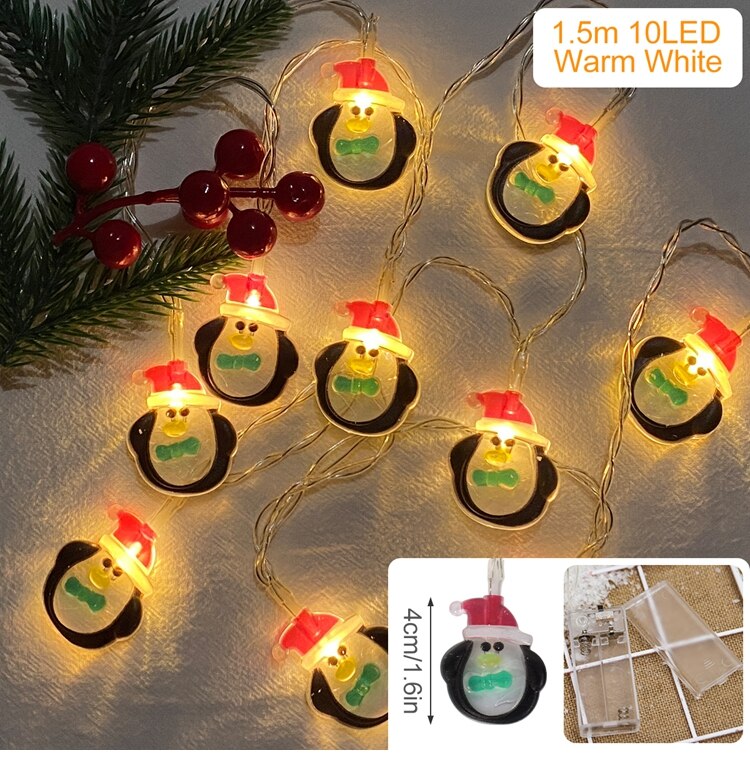 Christmas Gift Christmas Santa Snowman LED Garland String Lights Christmas Decoration For Home 2021 Cristmas Light Navidad Natal New Year 2022