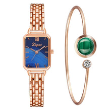 Load image into Gallery viewer, Christmas Gift Lvpai Brand  Watch For Women Luxury Square Ladies Wrist Watch Bracelet Set Green Dial  Rose Gold Chain Female Clock Reloj Mujer