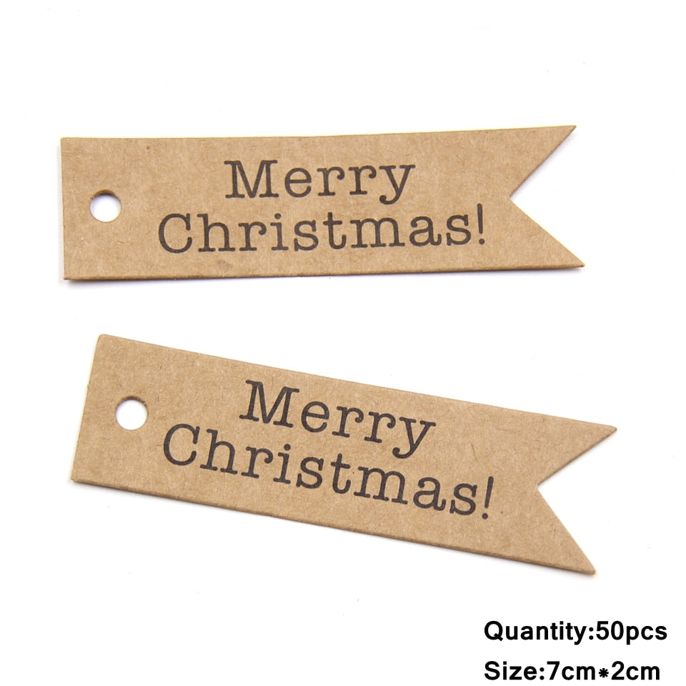 50PCS Christmas Series Paper Tags Merry Christmas DIY Crafts Hanging Tag Gift Wrapping Supplies Labels For Xmas Gift Accessories