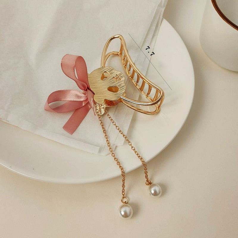 SKHEK Hollow Out Butterfly Heart Tassel Hair Pins For Women Girl Vintage Metal Silver Color Harajuku Hair Clip Jewelry Accessories New