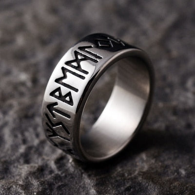 Skhek Dropshipping Stainless steel Odin Norse Viking Amulet Rune MEN Ring Fashion Words RETRO Rings Jewelry Party Gift For Man OSR642