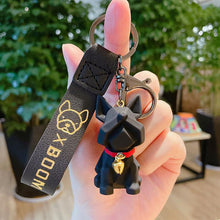 Load image into Gallery viewer, Punk French Bulldog Keychain PU Leather Cute Dog Keychains for Women Bag Pendant Jewelry Trinket Men Car Key Ring Key Chain