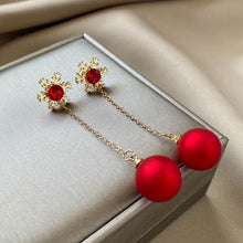 Load image into Gallery viewer, Christmas Gift Trendy Fashion Red Pearl Long Women&#39;s Earrings Wedding Christmas Snowflake Golden Temperament Girl Gift Jewelry Korean Earrings