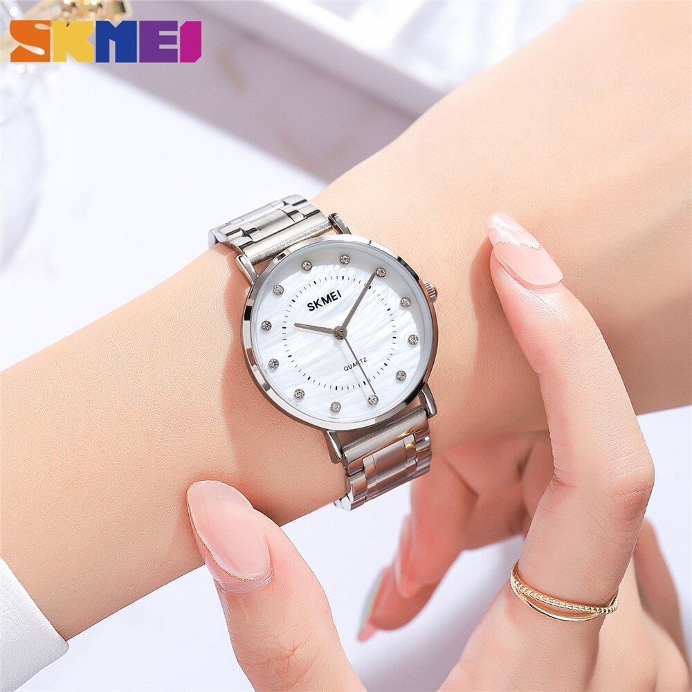 Christmas Gift SKMEI Top Brand Luxury Full Steel Waterproof Women Watches Simple Female Clock Ladies Quartz Wristwatch Relogio Feminino 1840