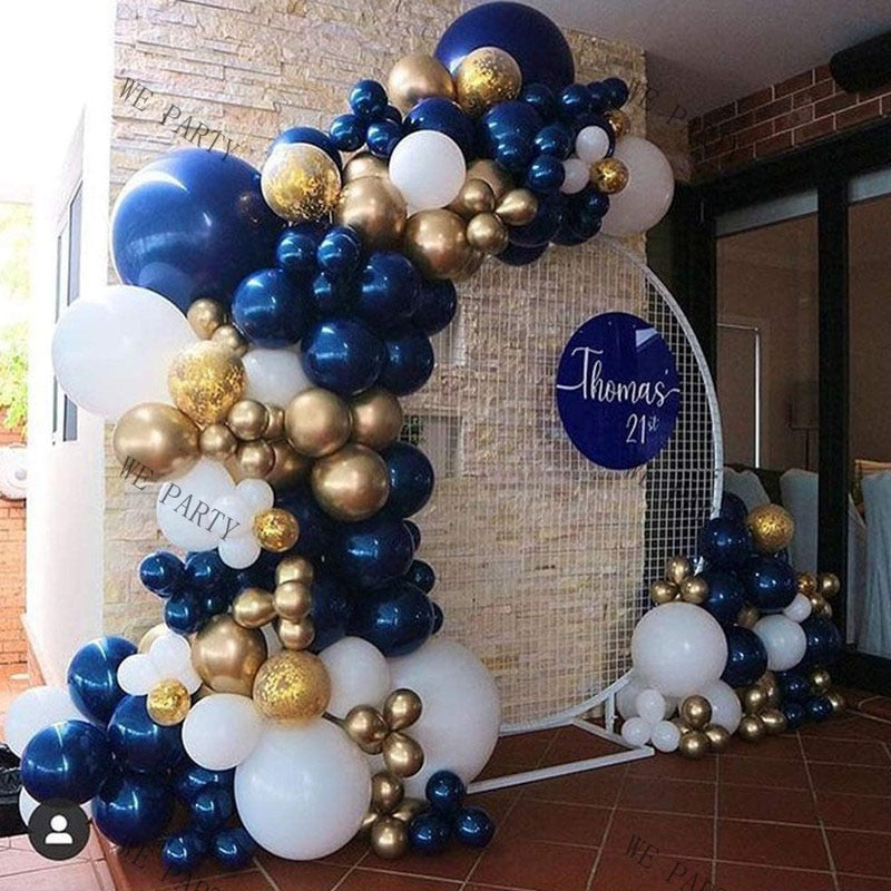 104pcs Navy Blue Gold White Balloon Garland Arch Kit Confetti Ballons For Wedding Birthday Christmas Party Balloons Decorations