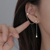 Skhek Stars Ear Clip Long Tassel Earrings for Women 2020 Zircon Ear Cuff Earring Ear Line Fashion Jewelry Gift